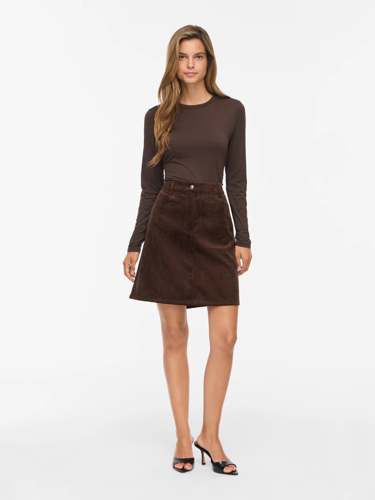Vila Courdie High Waist A-Line Skirt Coffee Bean