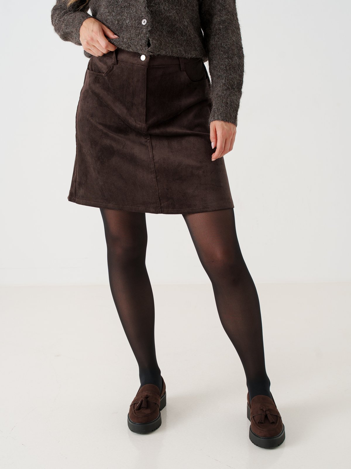 Vila Courdie High Waist A-Line Skirt Coffee Bean