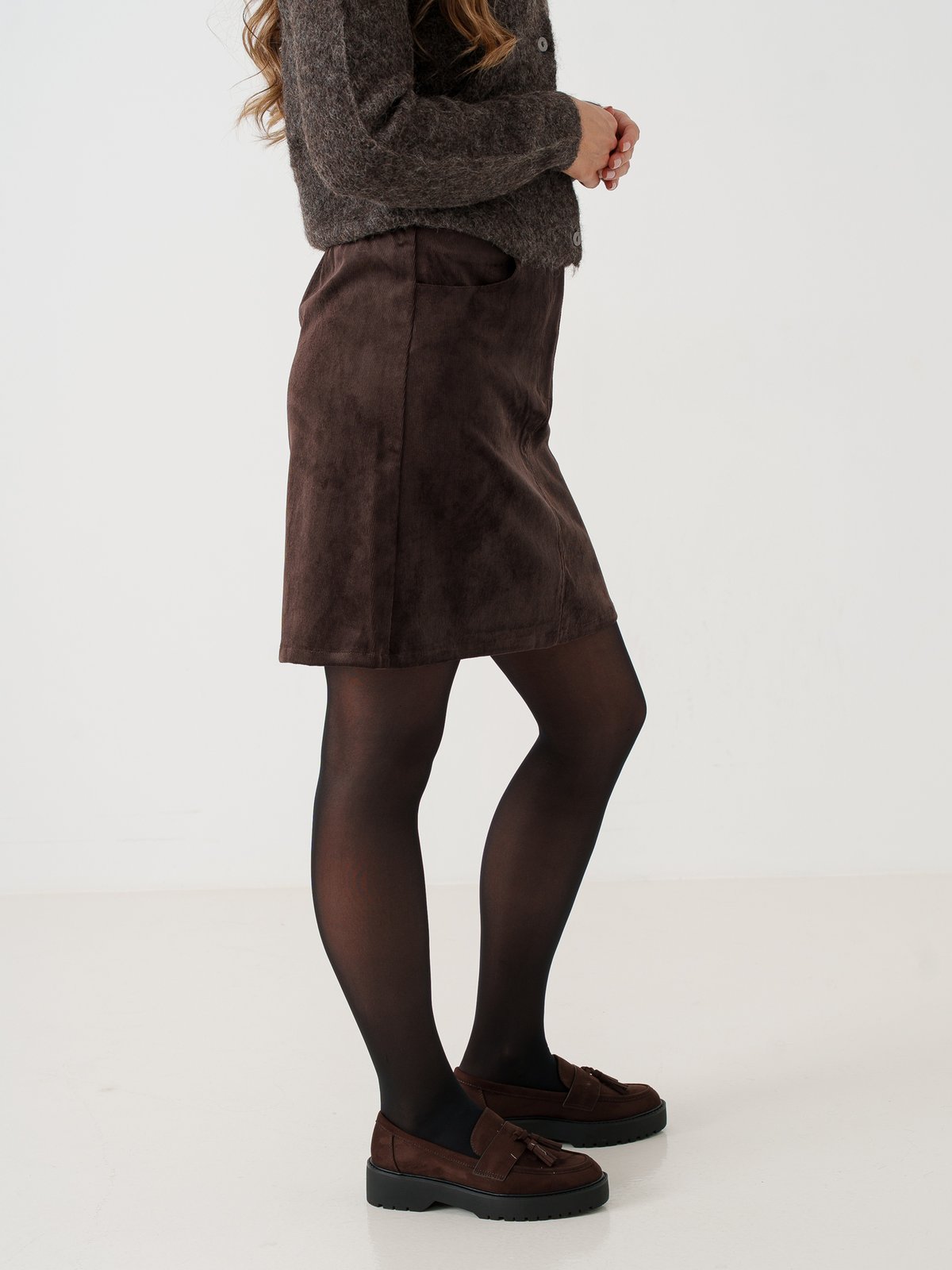 Vila Courdie High Waist A-Line Skirt Coffee Bean