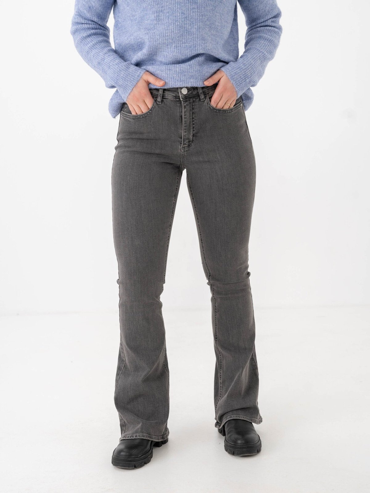 Vila Betty RW Flared Jeans Grey Denim