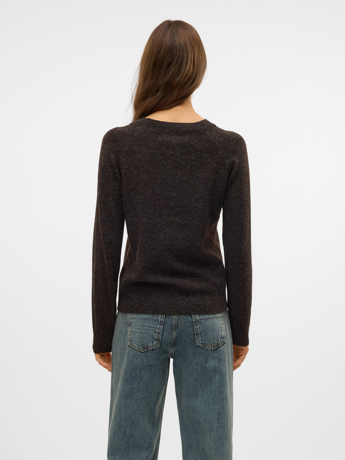 Vero Moda Doffy Long Sleeve O-Neck Blouse Chocolate Torte W. Black Melange