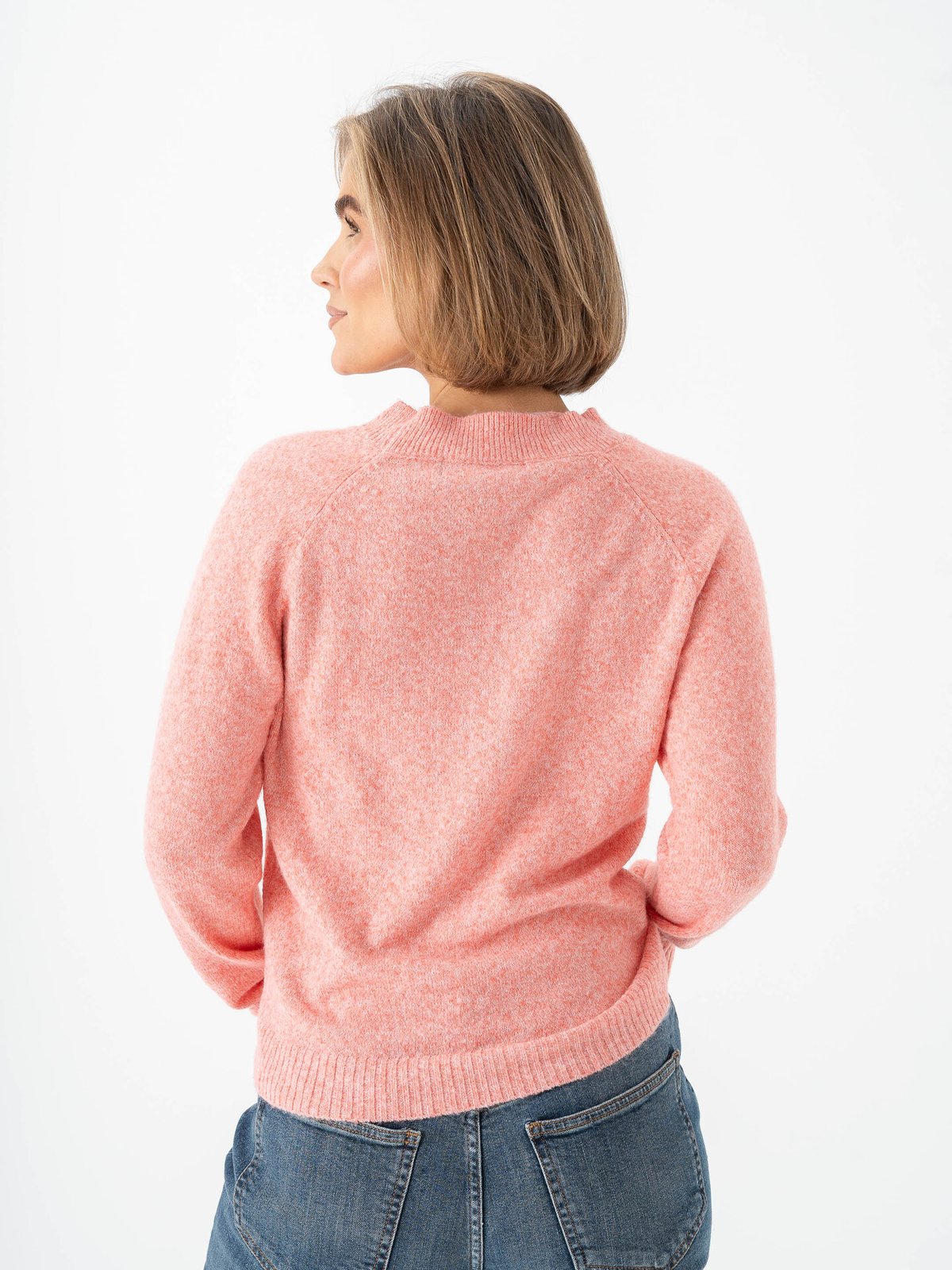 Vero Moda Doffy Long Sleeve O-Neck Blouse Coral Paradise w. White Melange