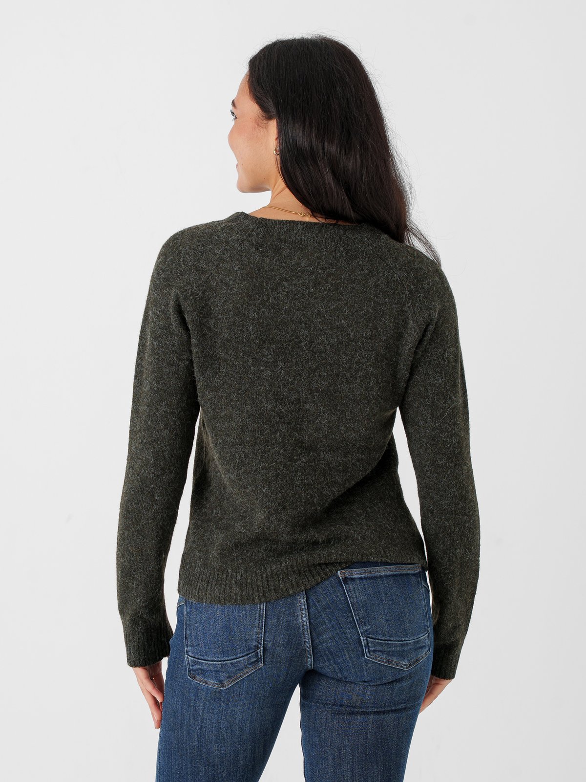 Vero Moda Doffy Long Sleeve O-Neck Blouse Forest Night W. Black Melange