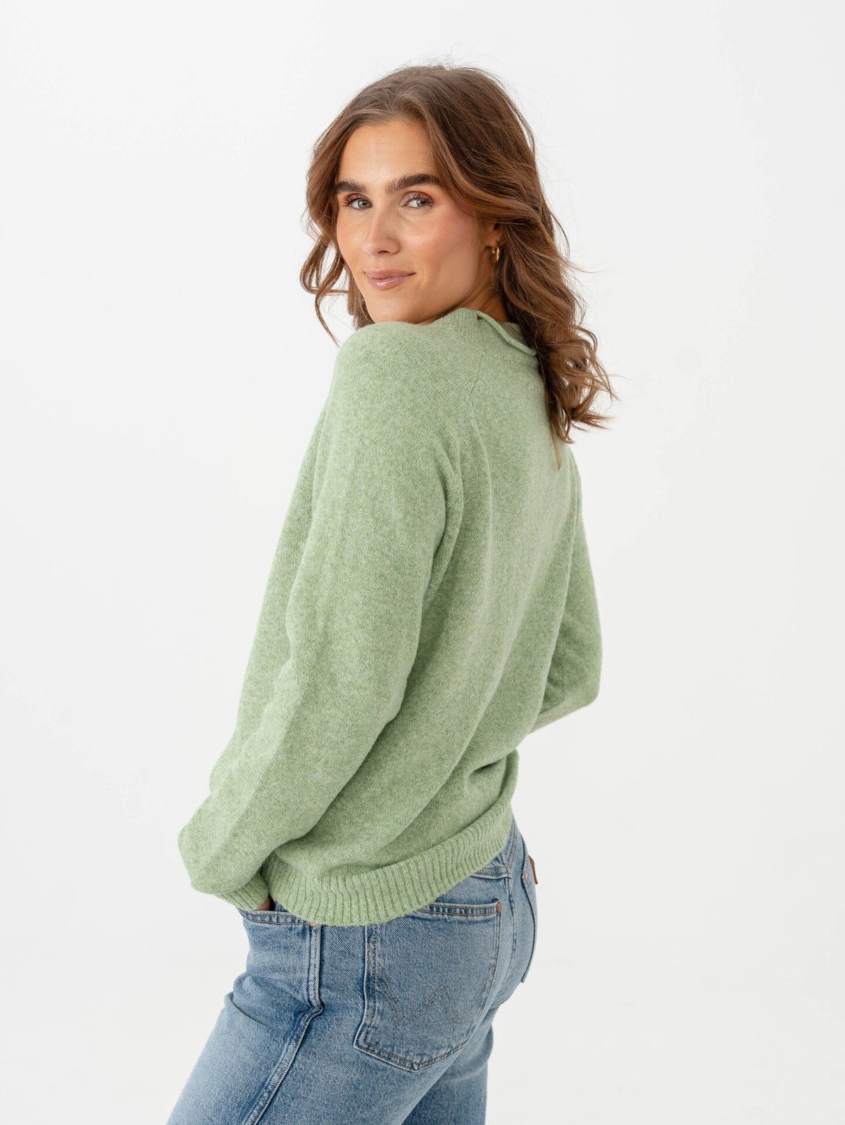 Vero Moda Doffy Long Sleeve O-Neck Blouse Forest Shade Melange