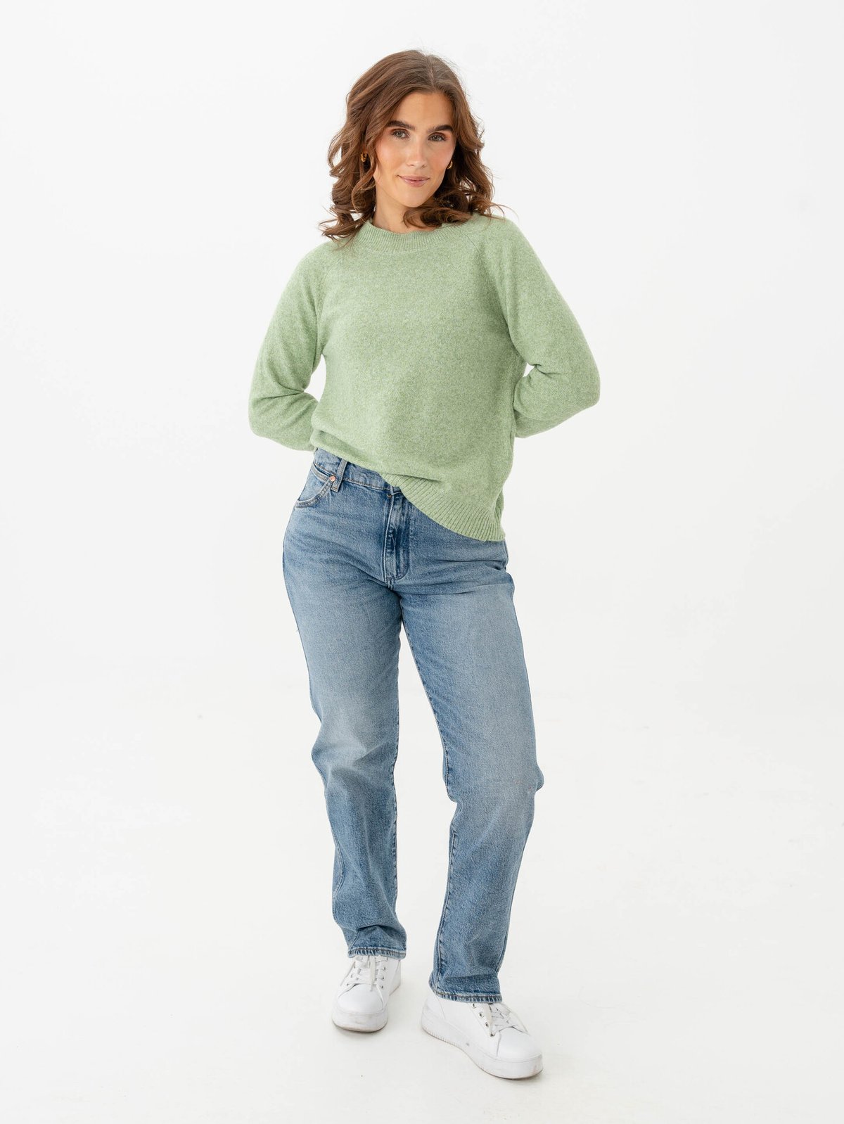 Vero Moda Doffy Long Sleeve O-Neck Blouse Forest Shade Melange