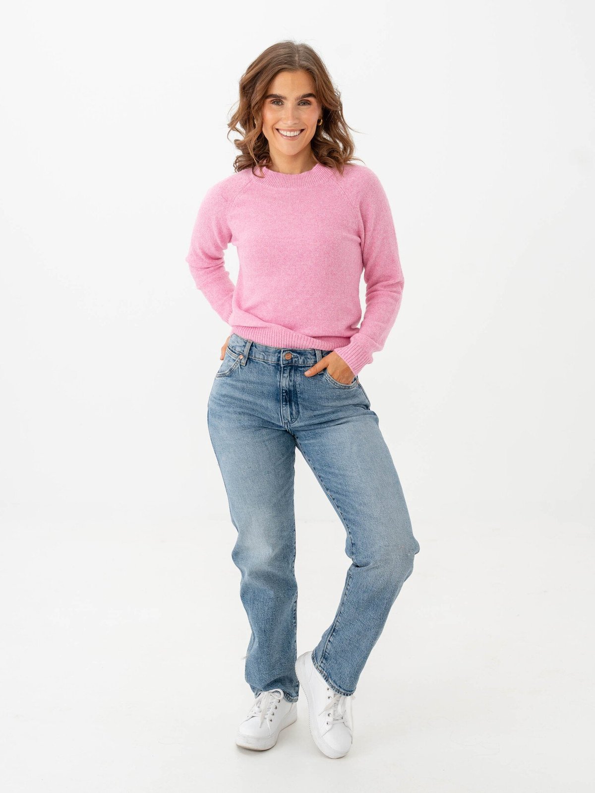 Vero Moda Doffy Long Sleeve O-Neck Blouse Fuchsia Pink Melange