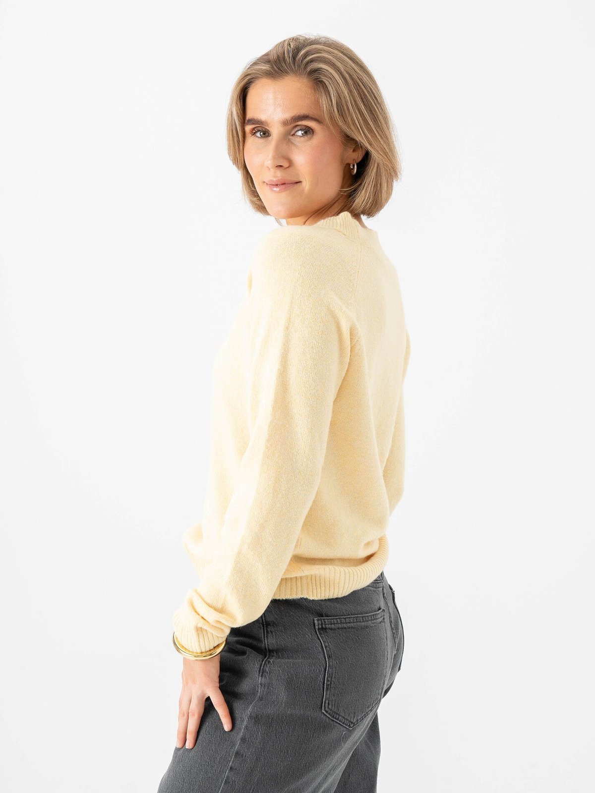 Vero Moda Doffy Long Sleeve O-Neck Blouse Golden Haze W. White Melange