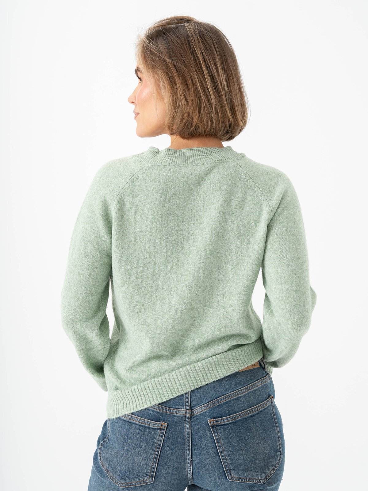 Vero Moda Doffy Long Sleeve O-Neck Blouse Mistletoe w. White Melange