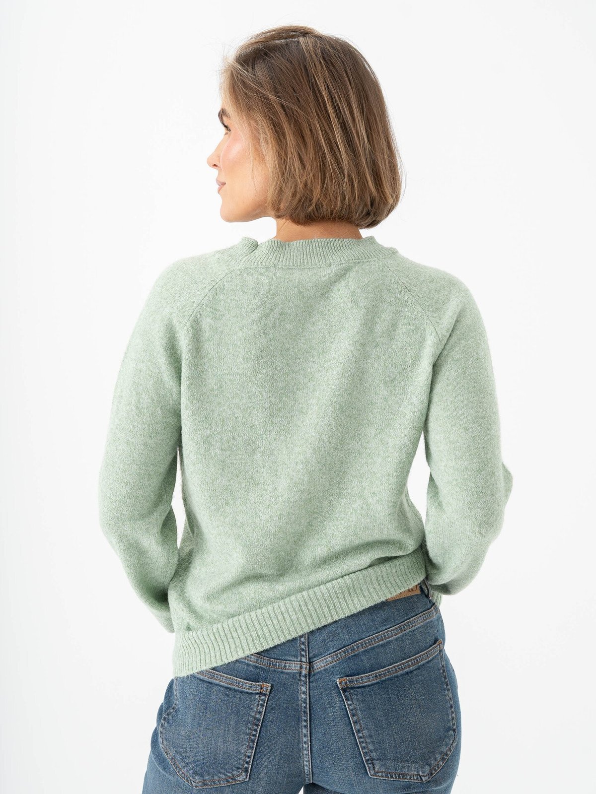 Vero Moda Doffy Long Sleeve O-Neck Blouse Mistletoe w. White Melange