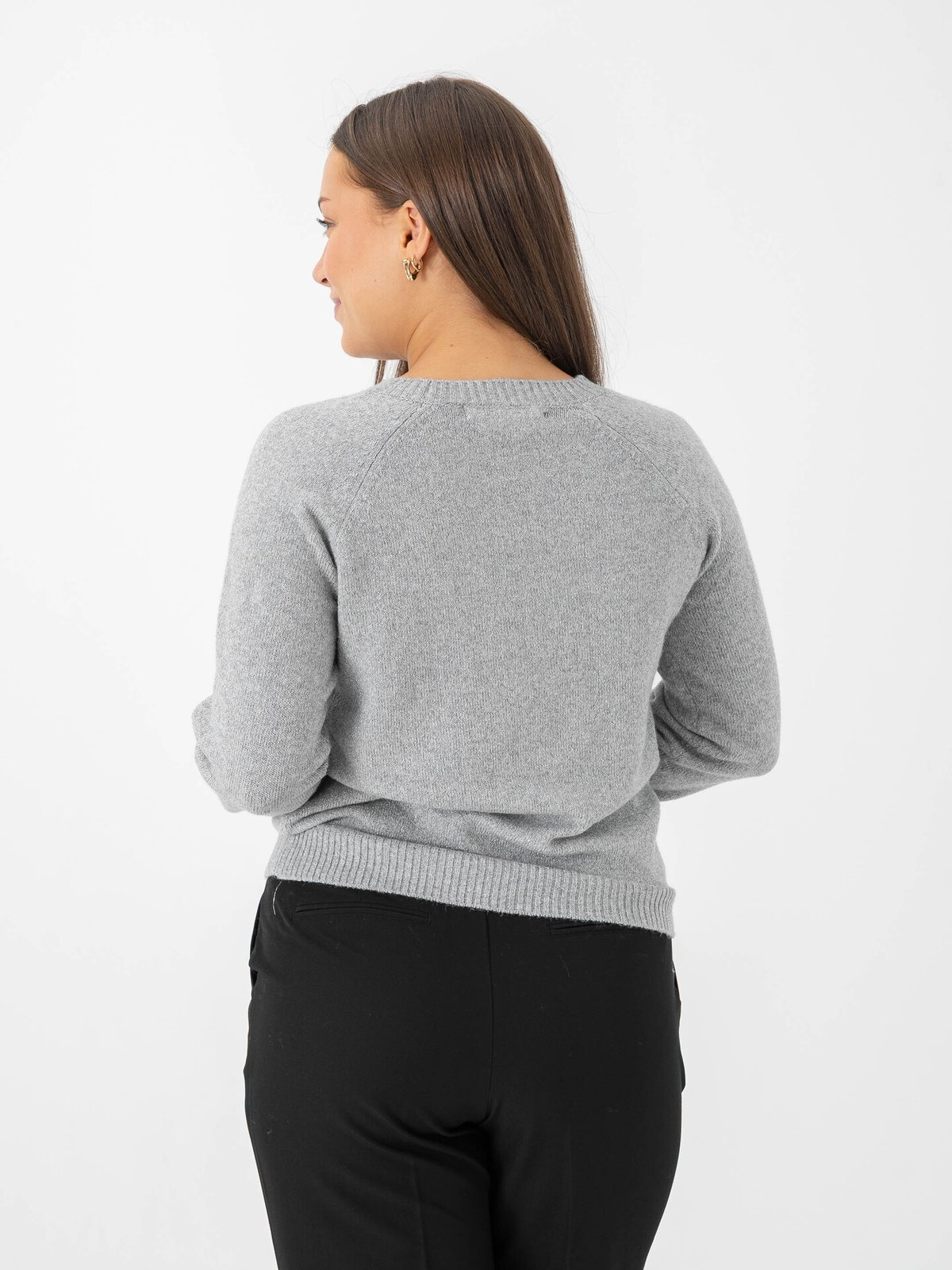 Vero Moda Doffy Shine Long Sleeve O-Neck Blouse Light Grey Melange W. SILVER LUREX