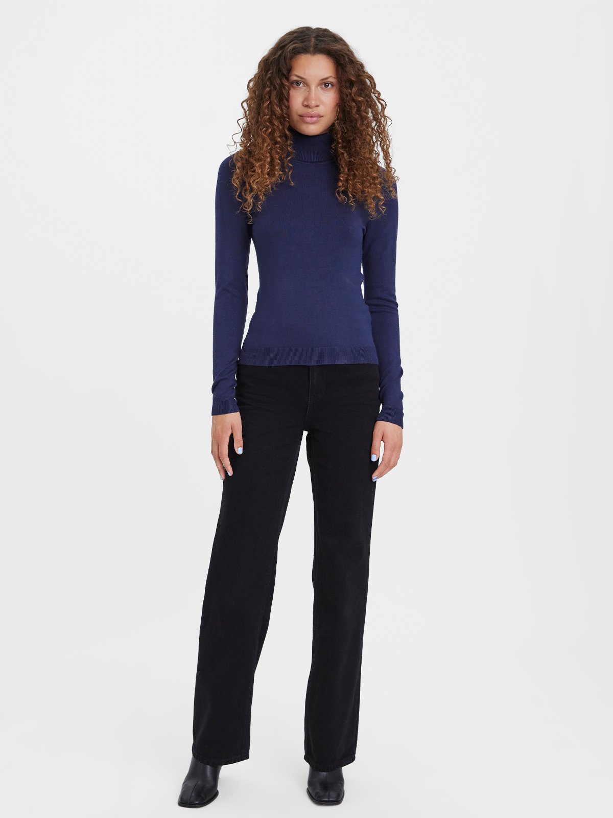 Vero Moda Glory Long Sleeve Rollneck Blouse Navy Blazer