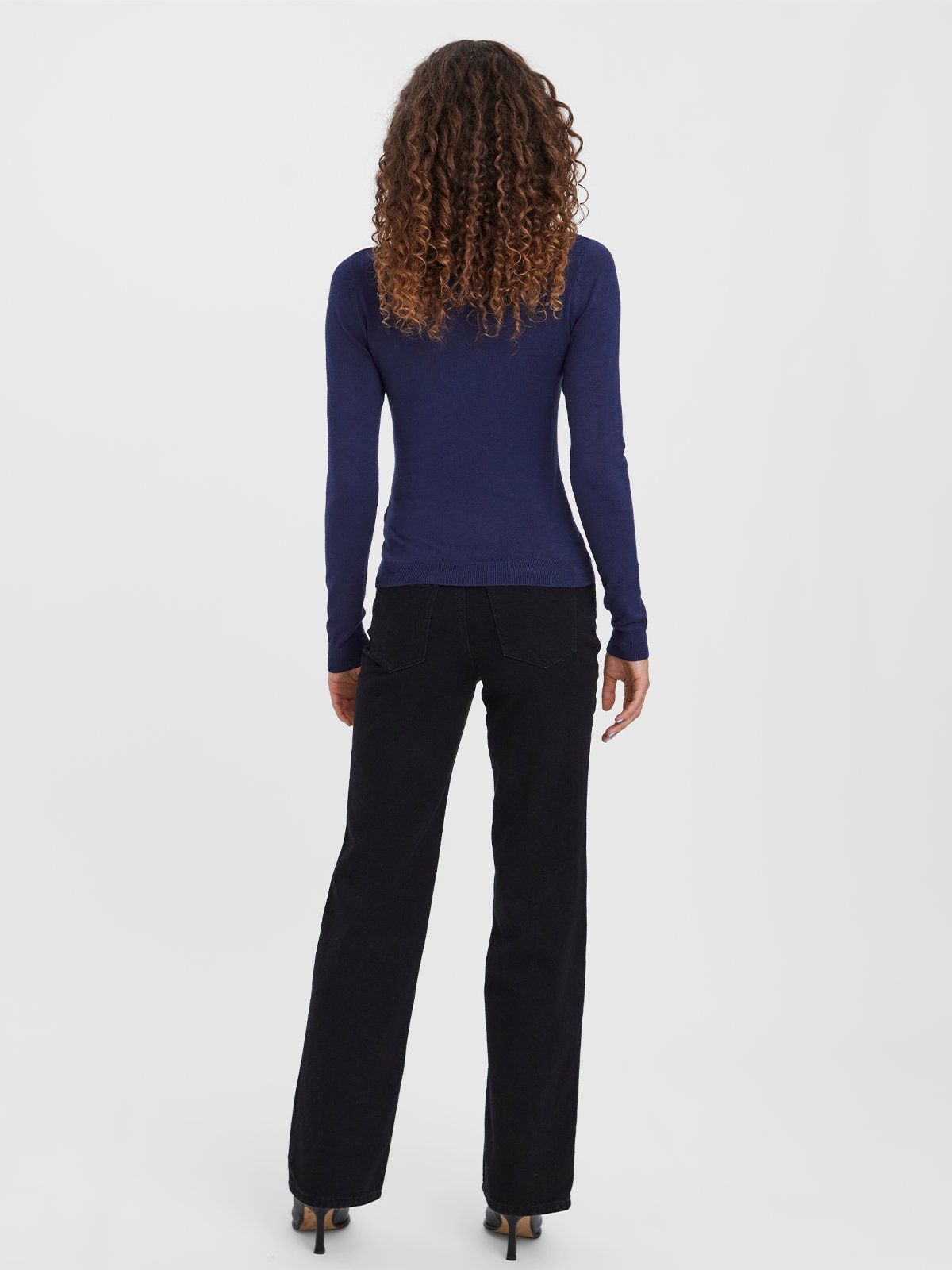 Vero Moda Glory Long Sleeve Rollneck Blouse Navy Blazer