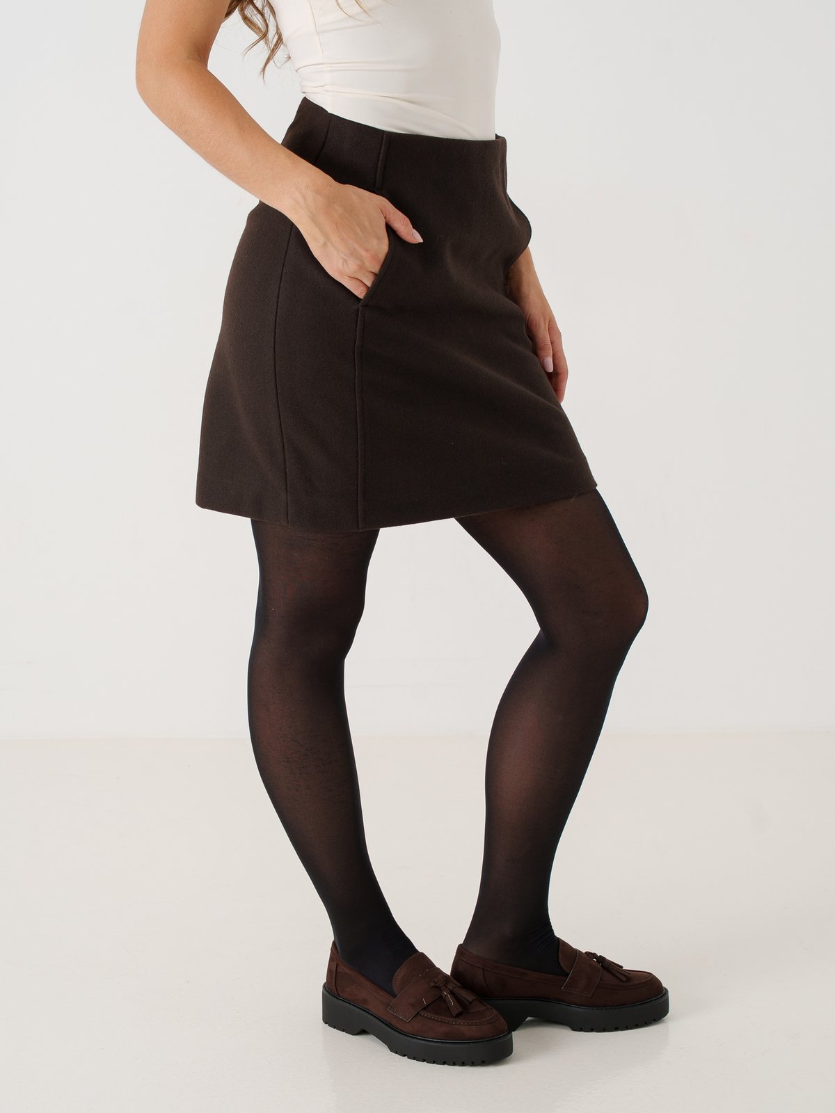 Vero Moda Fortune Allison High Waist Short Skirt Chocolate Torte Melange