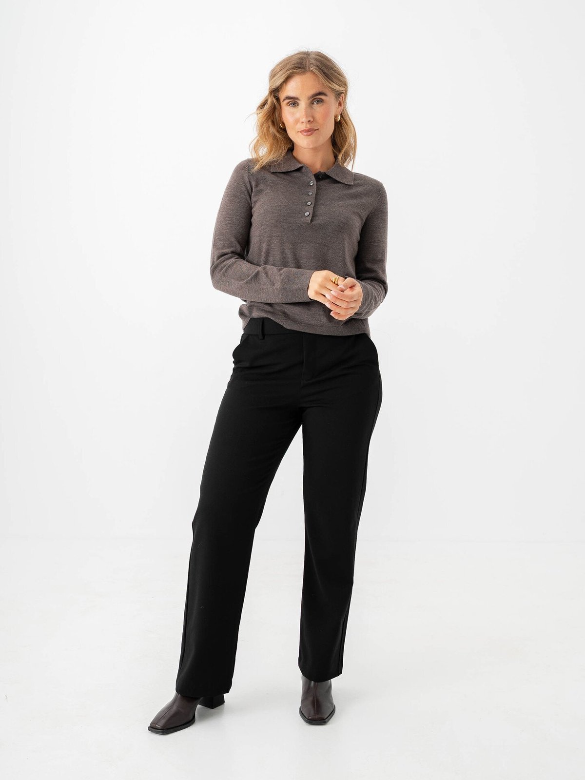 Vero Moda Maya Mid Waist Straight Solid Pant Black