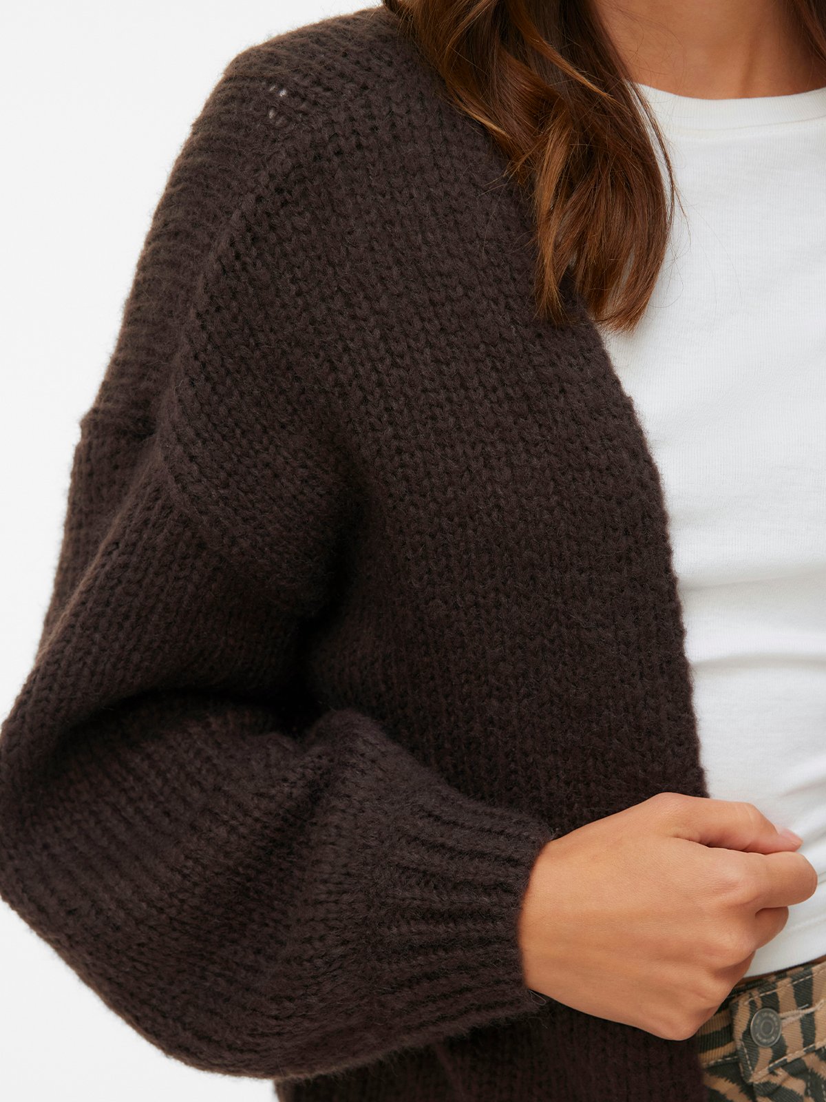 Vero Moda Maybe Long Sleeve Open Cardigan Chocolate Torte