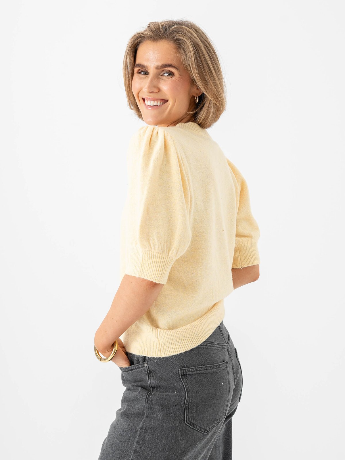 Vero Moda Doffy 2/4 O-Neck Pullover Golden Haze W. White Melange