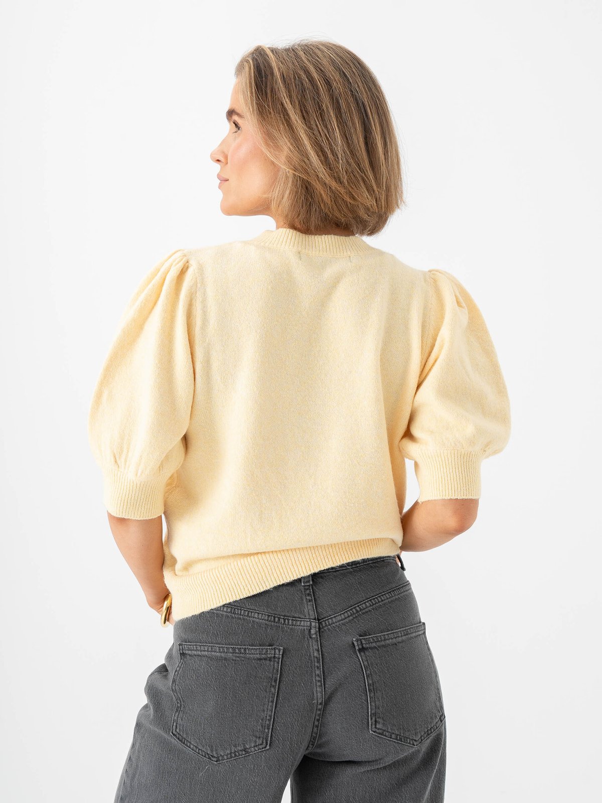 Vero Moda Doffy 2/4 O-Neck Pullover Golden Haze W. White Melange