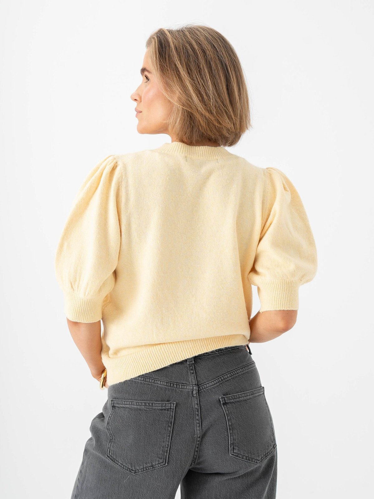 Vero Moda Doffy 2/4 O-Neck Pullover Golden Haze W. White Melange