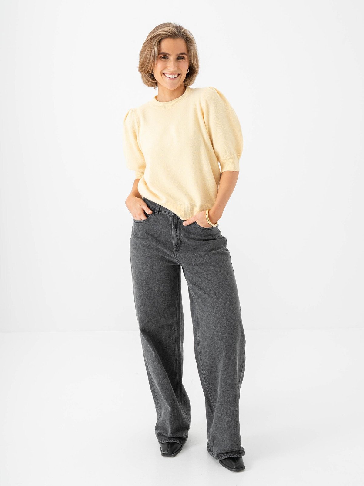 Vero Moda Doffy 2/4 O-Neck Pullover Golden Haze W. White Melange