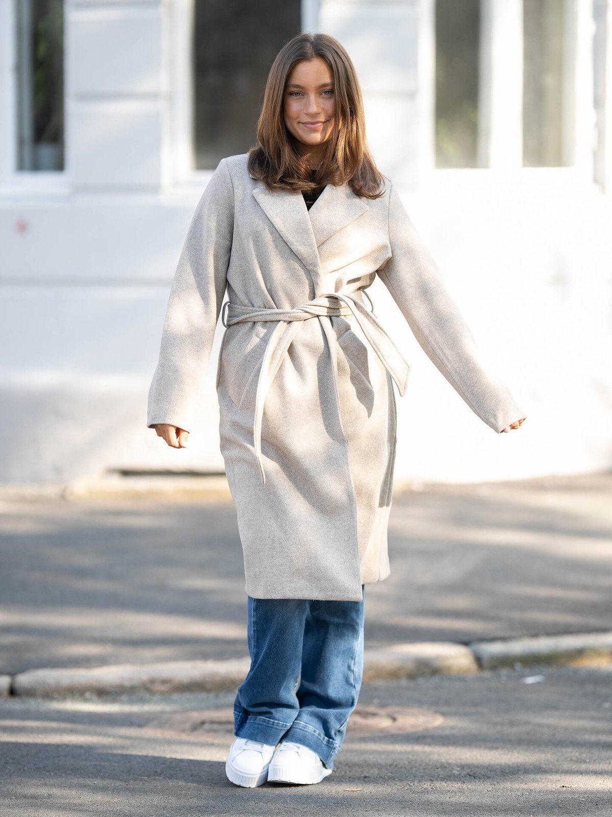 Vero Moda Fortuneaya Long Coat Silver Mink