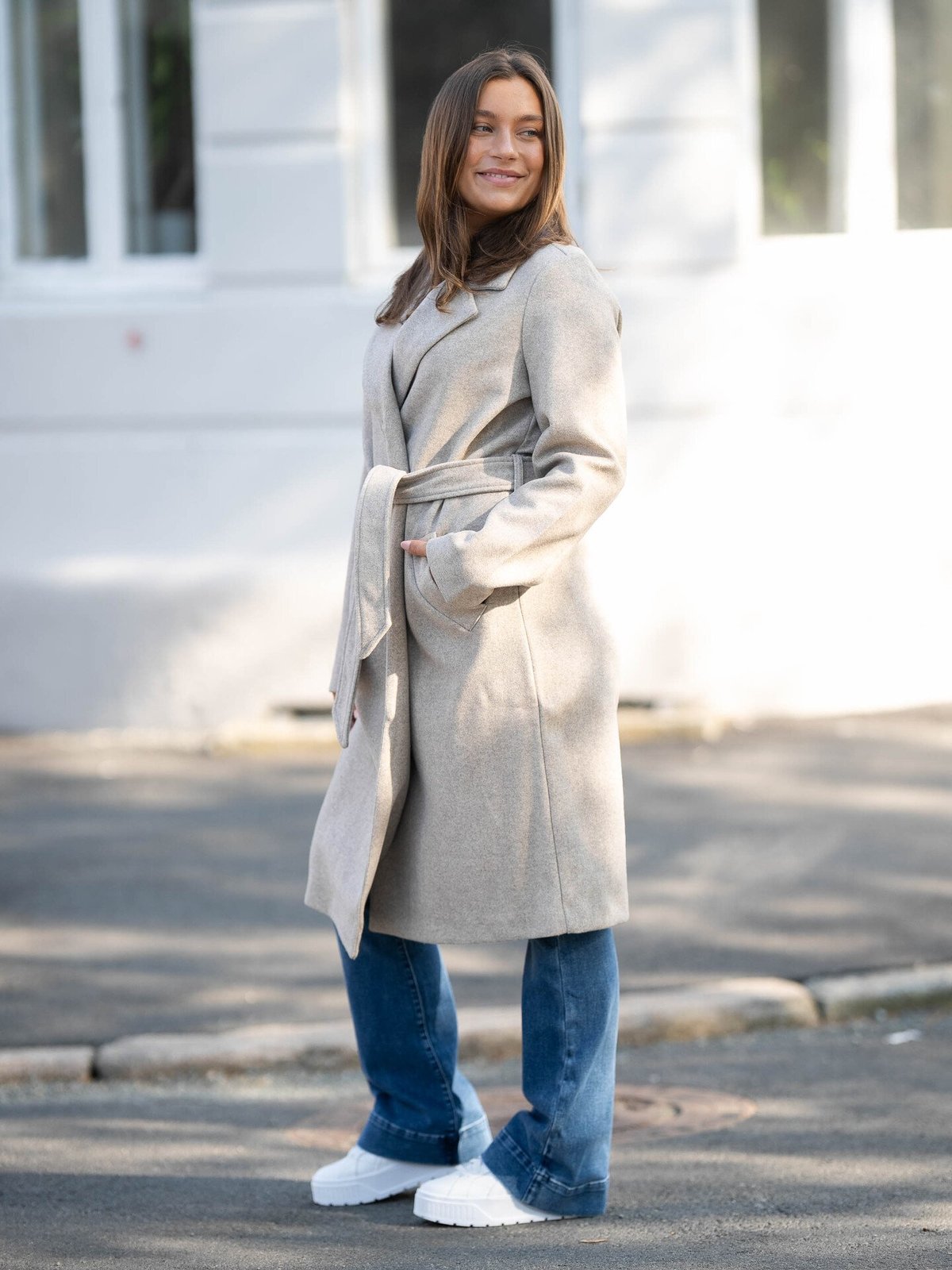 Vero Moda Fortuneaya Long Coat Silver Mink