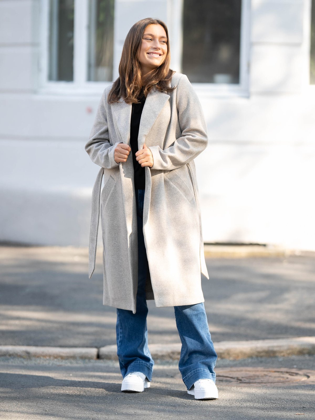 Vero Moda Fortuneaya Long Coat Silver Mink