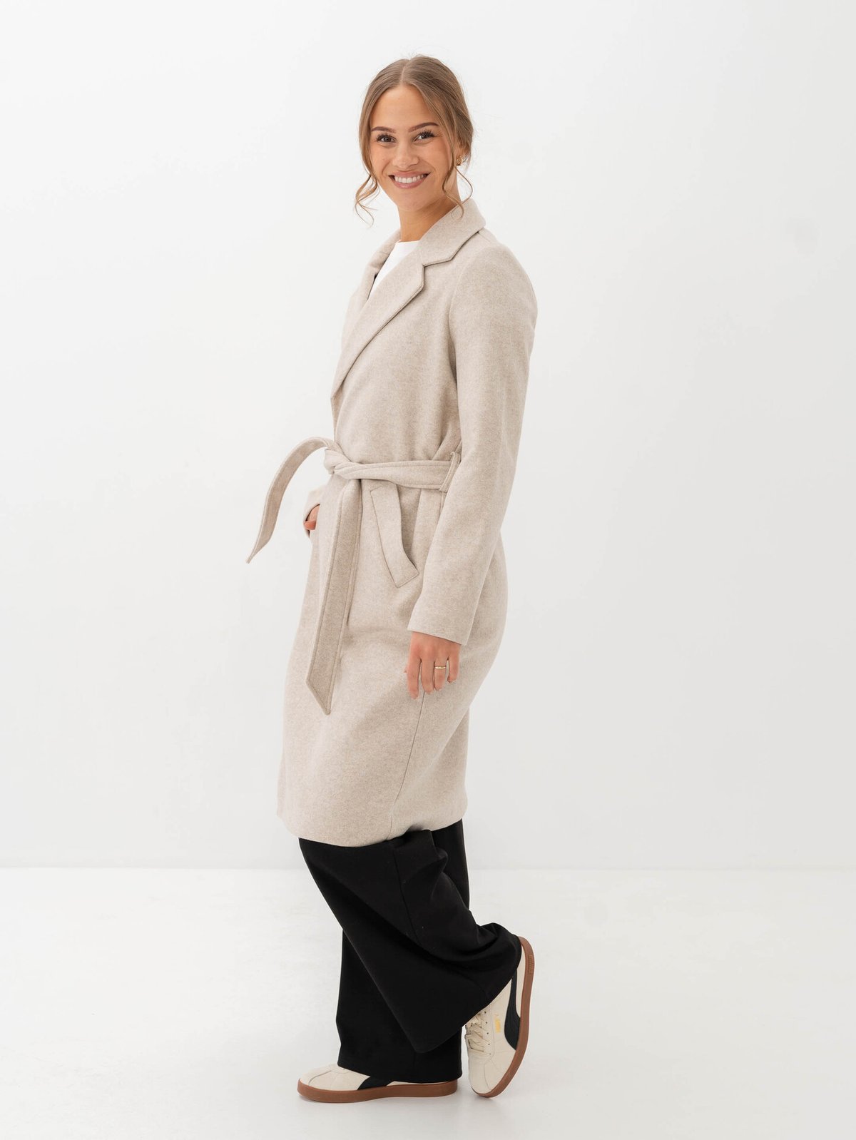 Vero Moda Fortuneaya Long Coat Oatmeal Melange