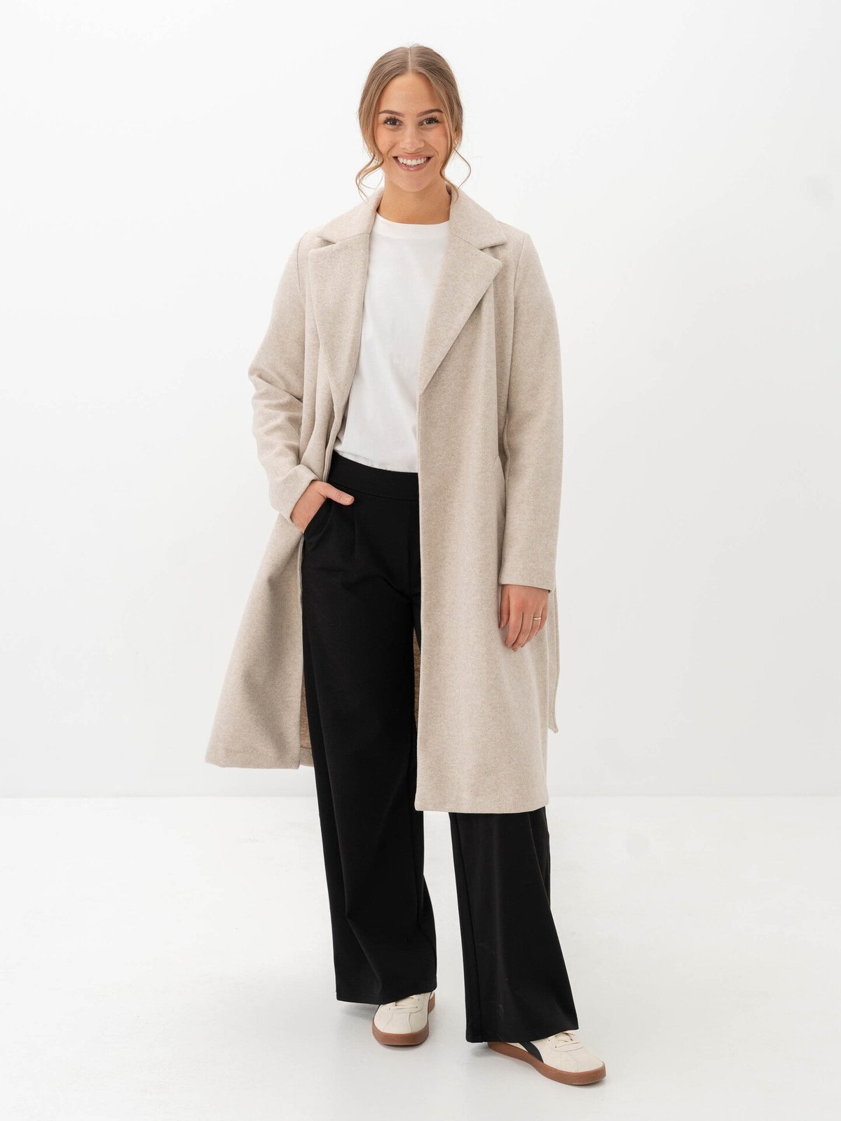 Vero Moda Fortuneaya Long Coat Oatmeal Melange