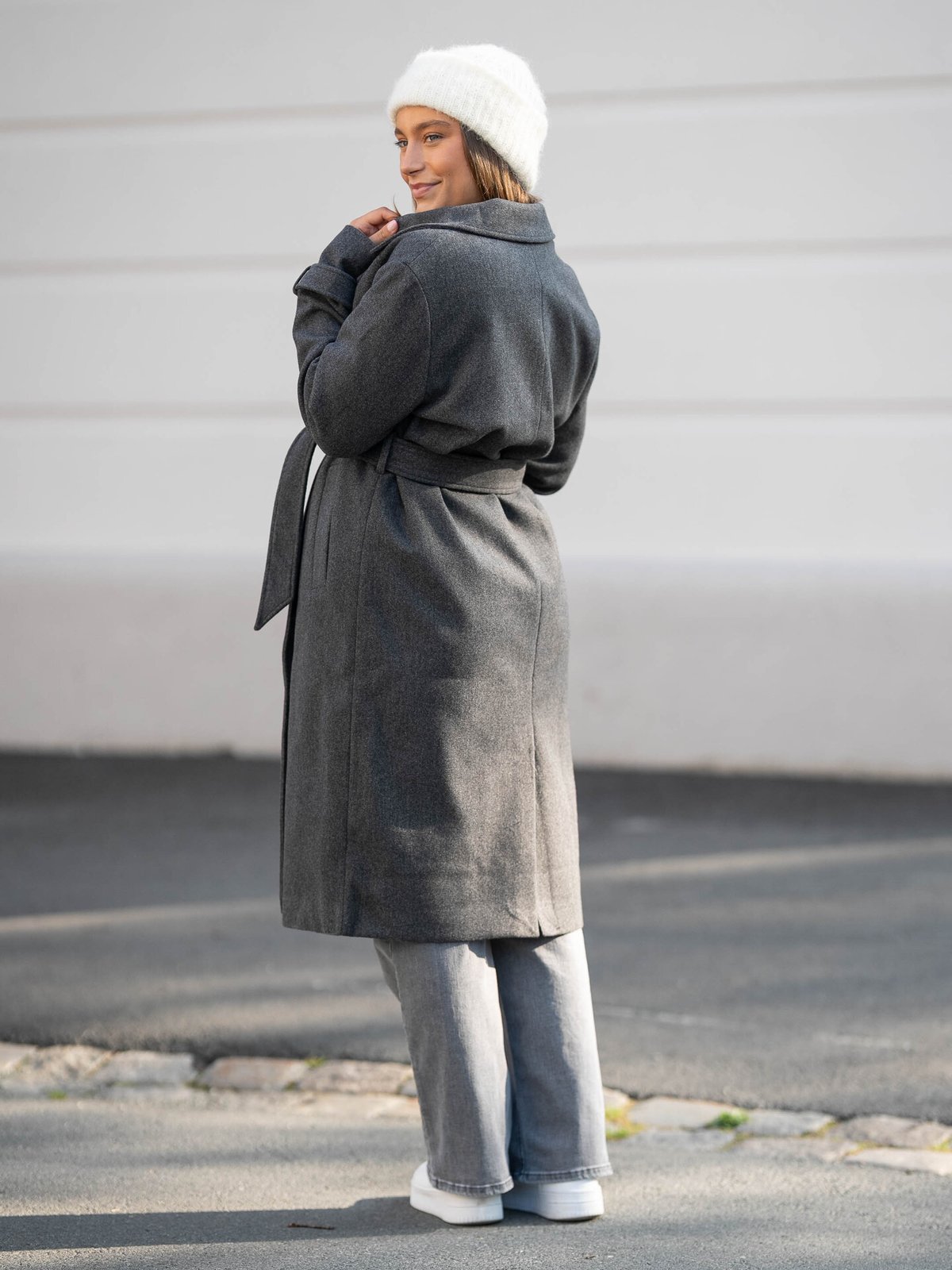 Vero Moda Fortune Vega Long Trenchcoat Dark Grey Melange
