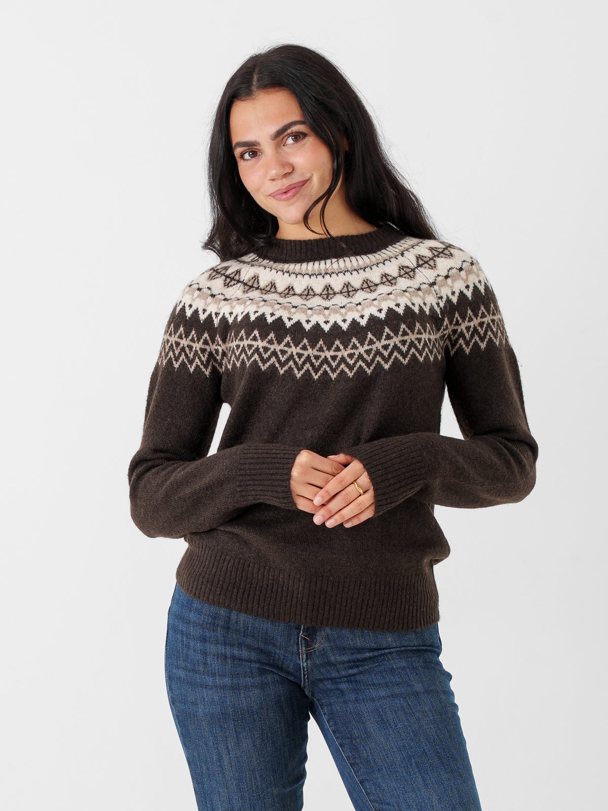 Vero Moda Simone Long Sleeve Nordic Pullover Chocolate Torte