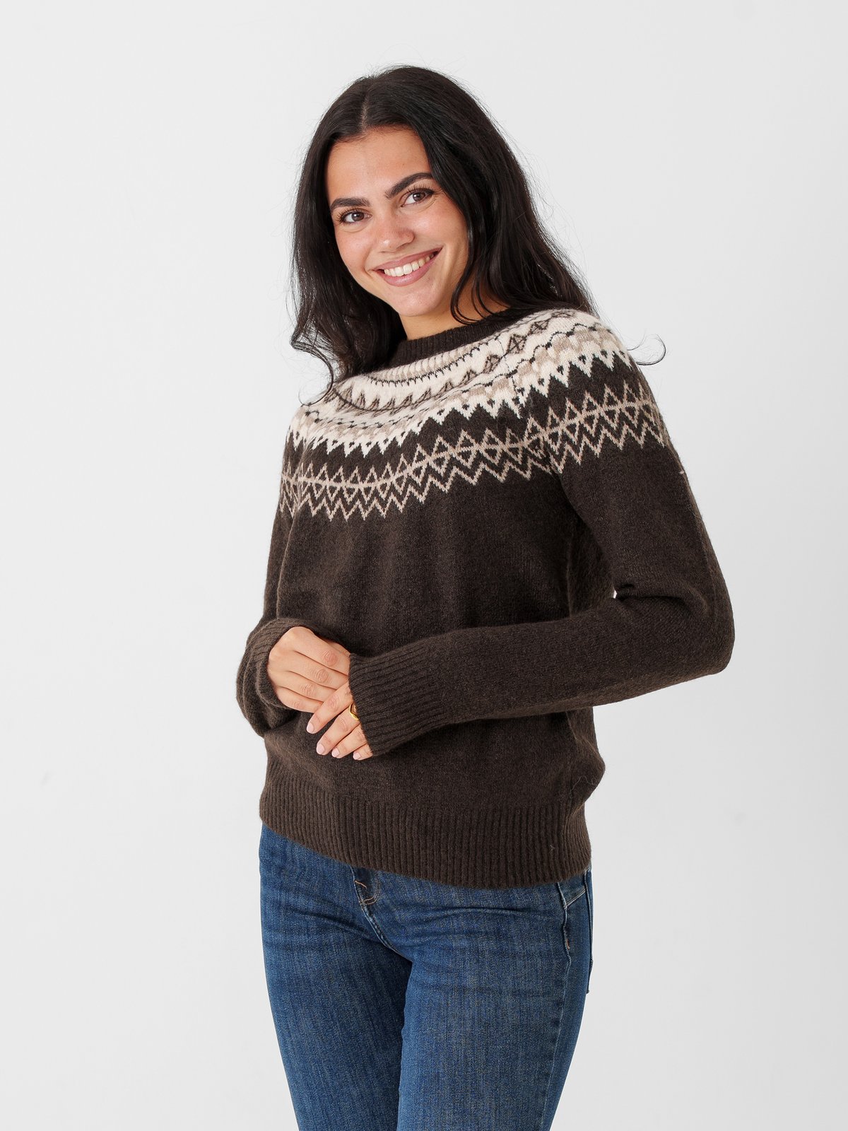 Vero Moda Simone Long Sleeve Nordic Pullover Chocolate Torte