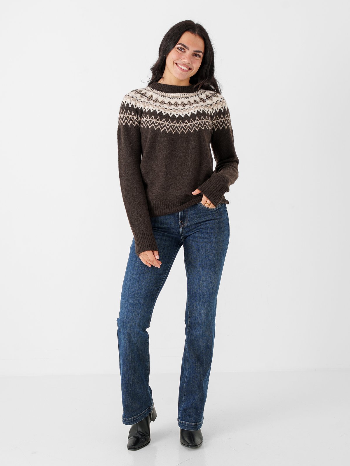 Vero Moda Simone Long Sleeve Nordic Pullover Chocolate Torte