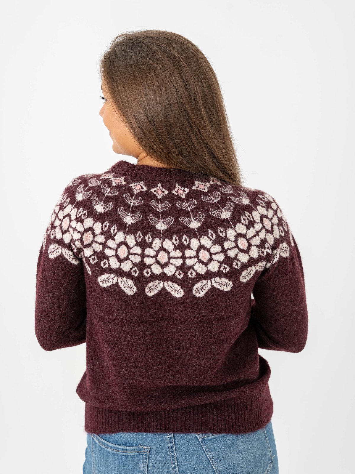 Vero Moda Simone Long Sleeve Nordic Pullover Winetasting W. Birch + Rose E/Flower