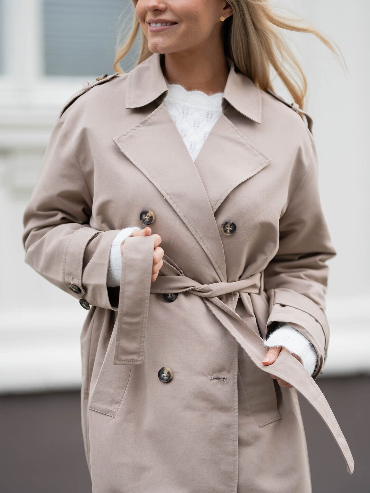 Vero Moda Chloe Long Trenchcoat Silver Mink