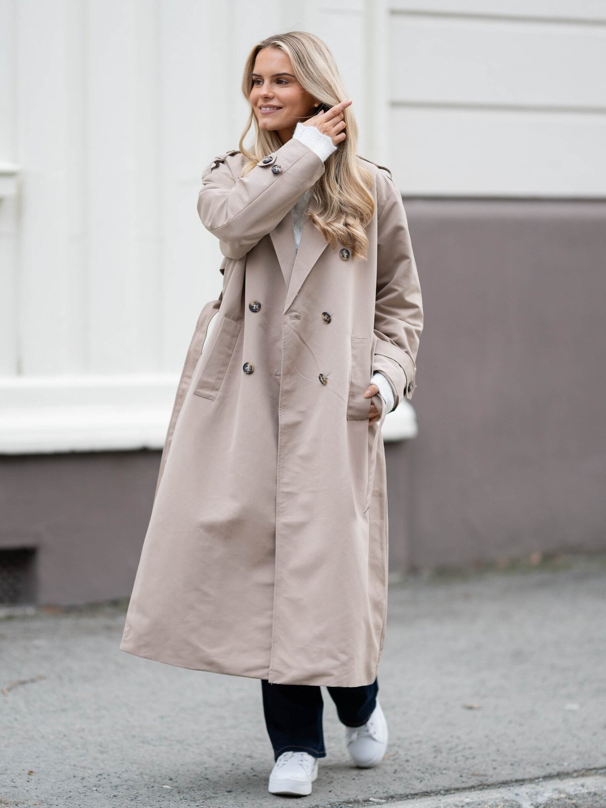 Vero Moda Chloe Long Trenchcoat Silver Mink