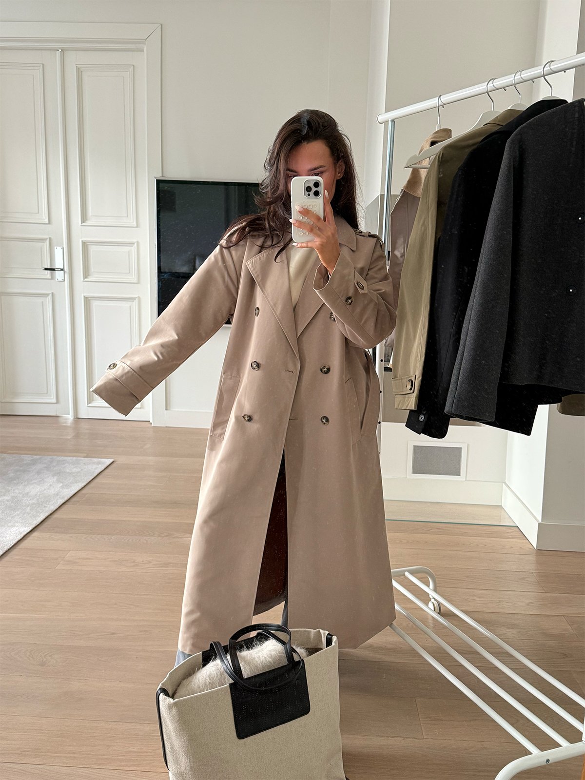 Vero Moda Chloe Long Trenchcoat Silver Mink