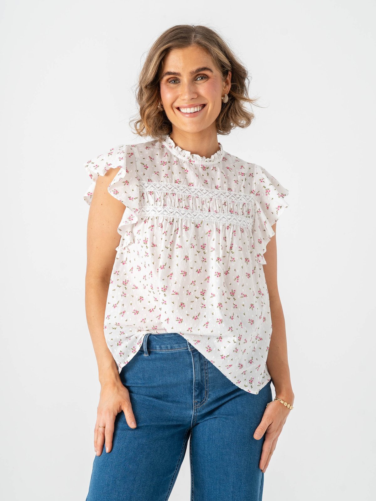 Vero Moda Trine Sleeveless Lace Top Snow White Maguerit BonBon