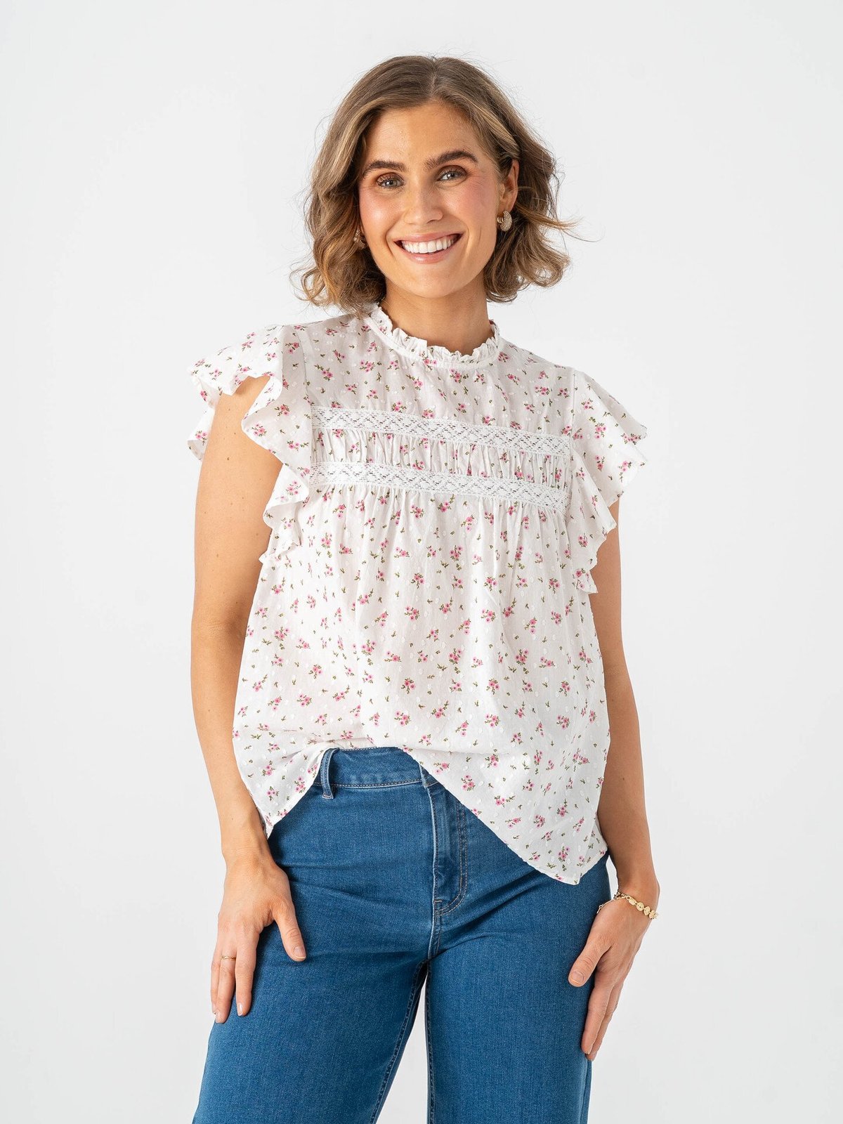 Vero Moda Trine Sleeveless Lace Top Snow White Maguerit BonBon