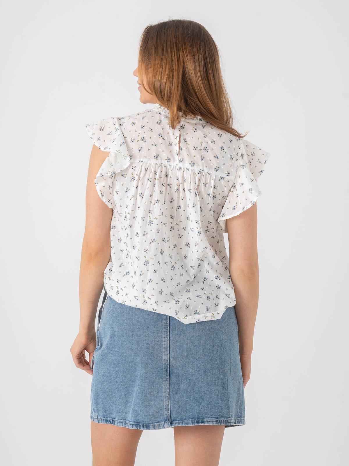 Vero Moda Trine Sleeveless Lace Top Snow White Maguerite Blue Jasper