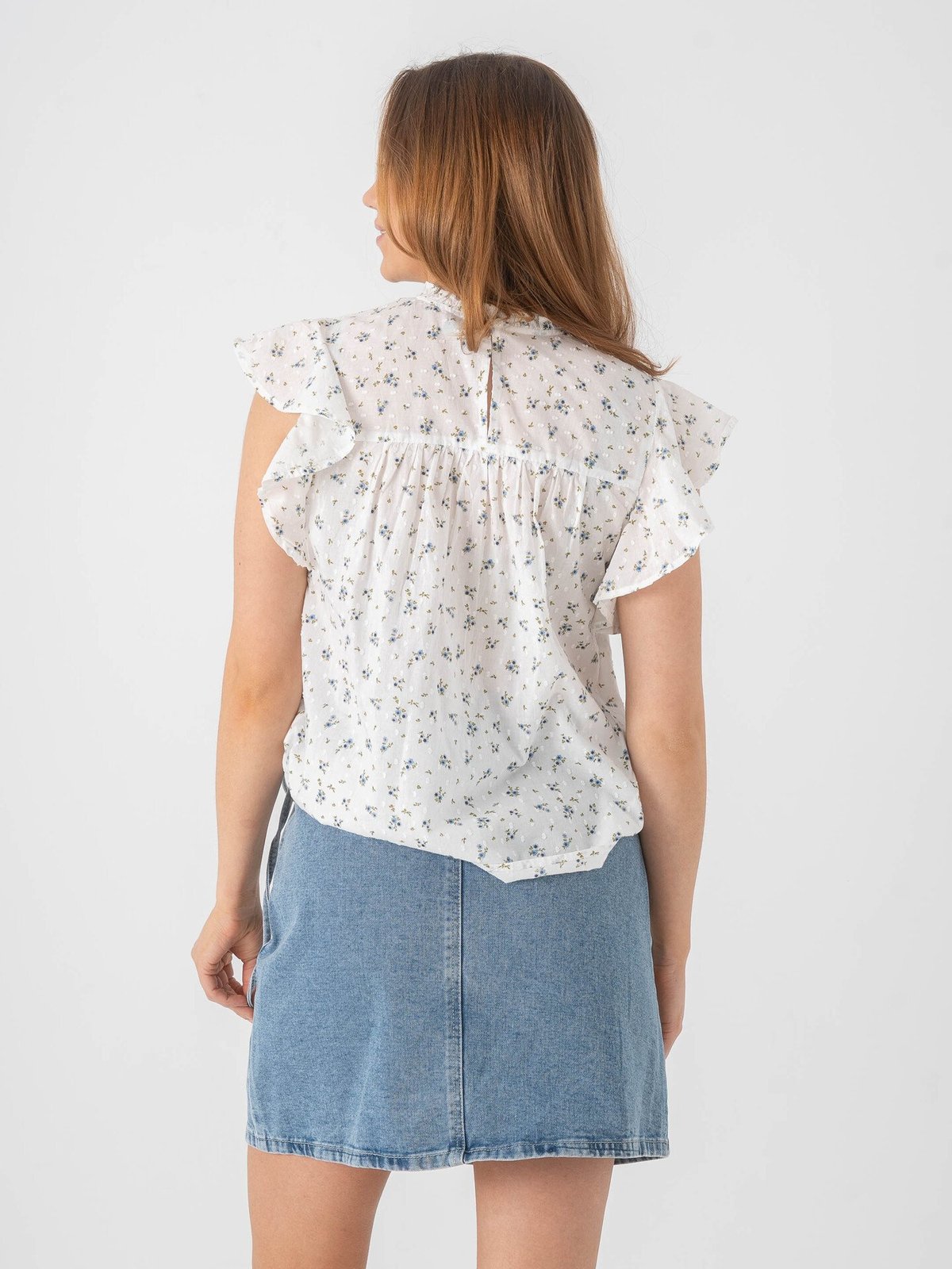 Vero Moda Trine Sleeveless Lace Top Snow White Maguerite Blue Jasper