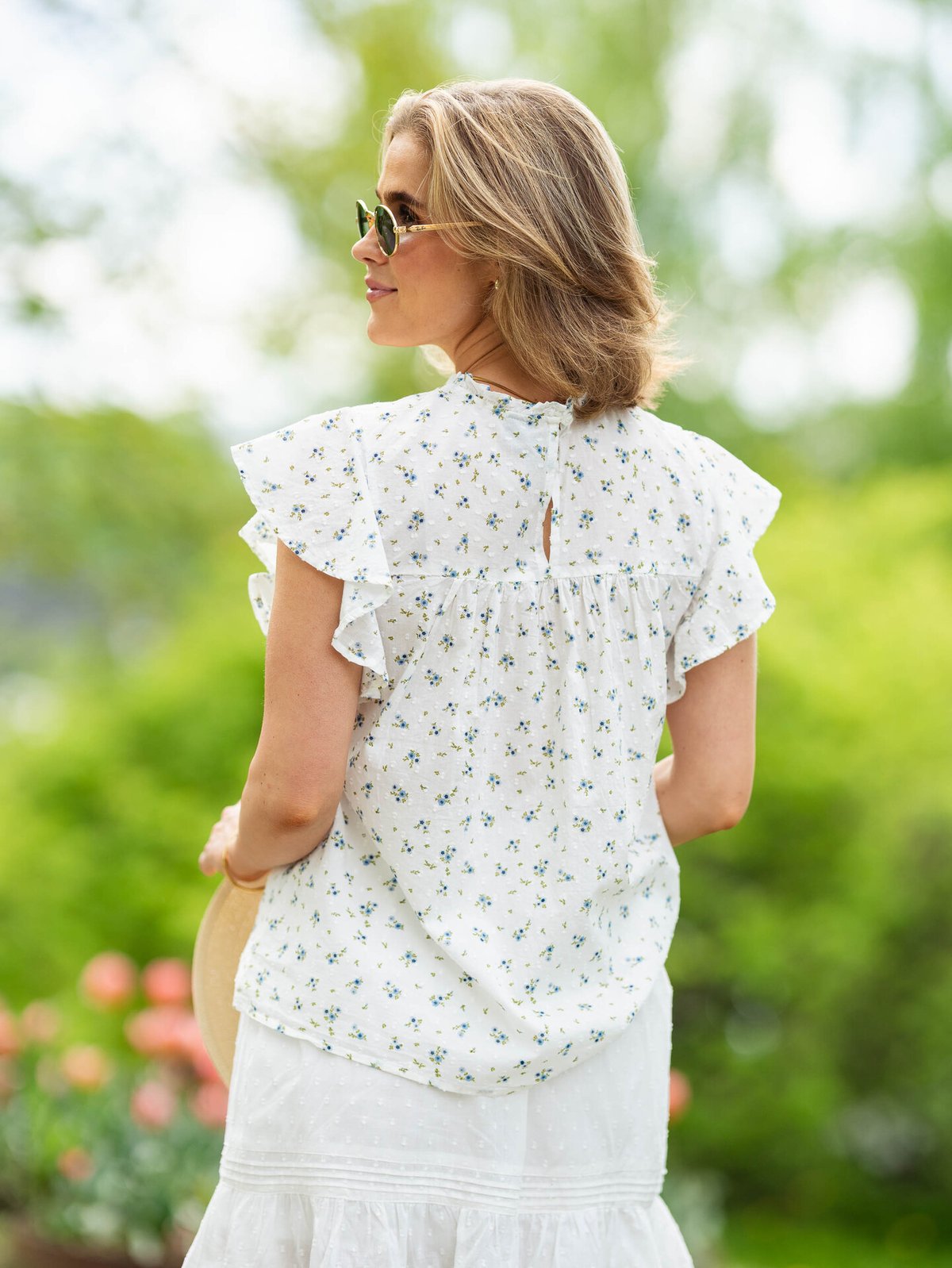 Vero Moda Trine Sleeveless Lace Top Snow White Maguerite Blue Jasper