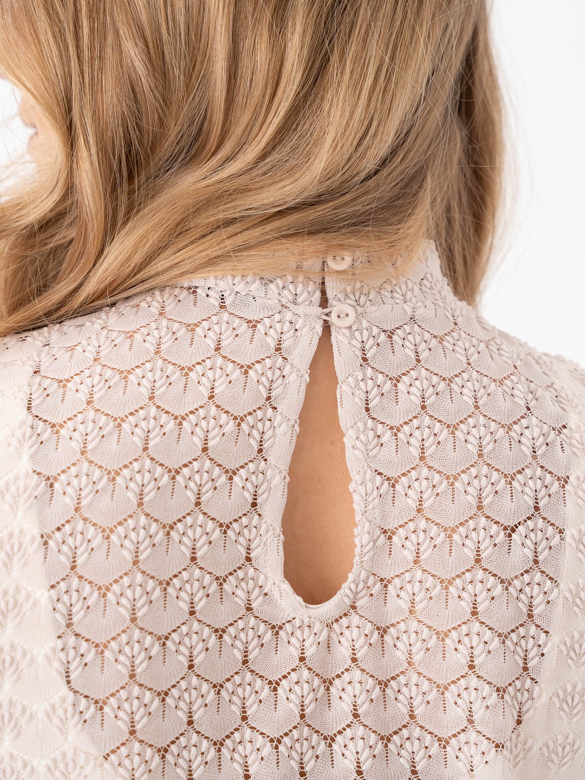 Vero Moda Becca High Neck Lace Top Pumice Stone