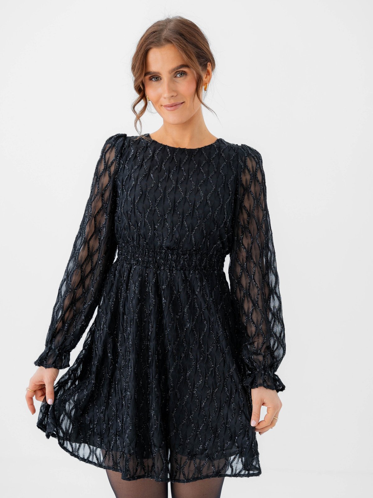 Vero Moda Aware Nolita Long Sleeve O-Neck Short Dress Black