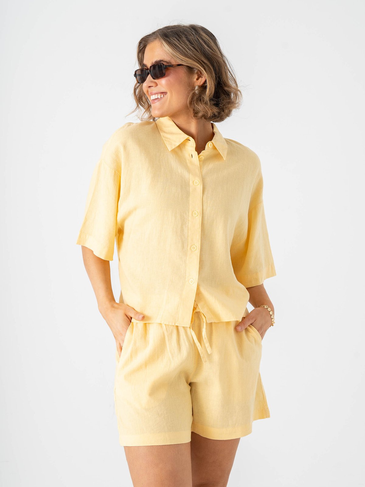 Vero Moda Linn 2/4 Short Shirt Golden Haze