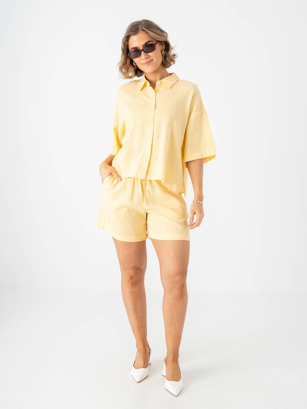 Vero Moda Linn 2/4 Short Shirt Golden Haze