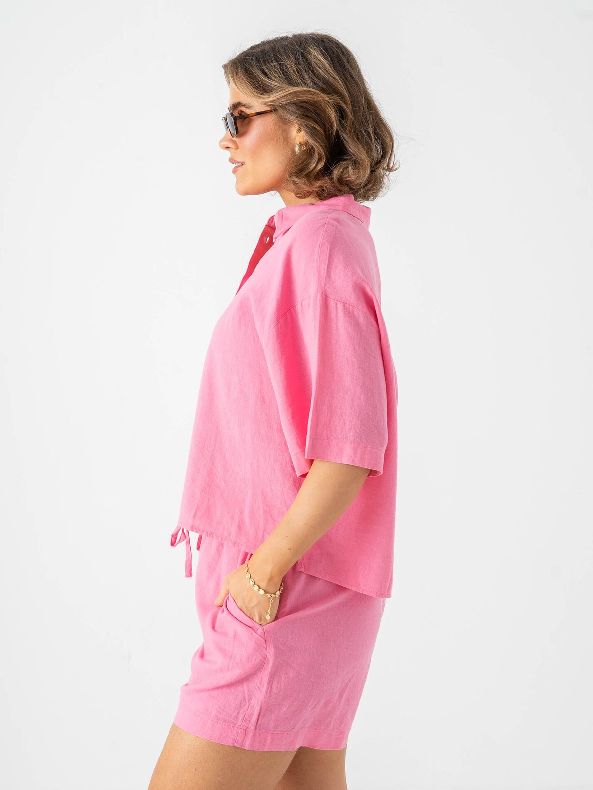 Vero Moda Linn 2/4 Short Shirt Pink Cosmos