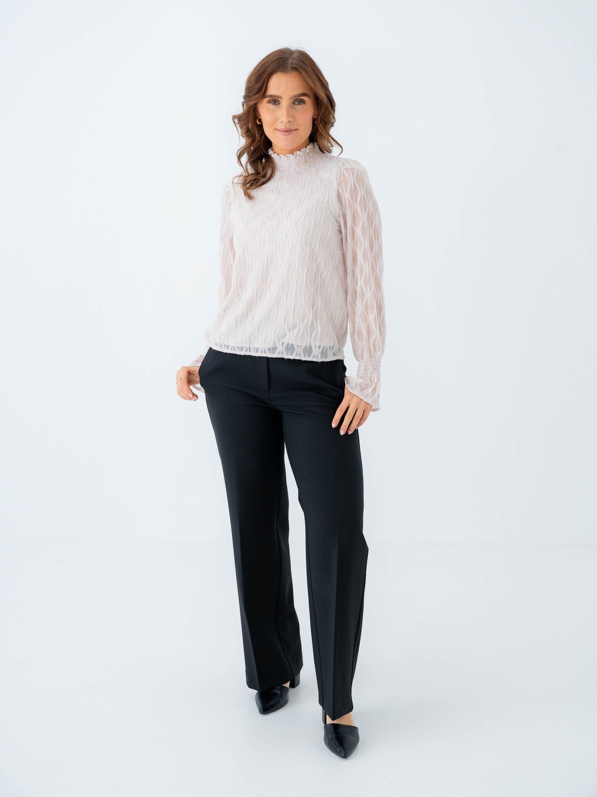 Vero Moda Aware Nolita Long Sleeve High Neck Top Pumice Stone