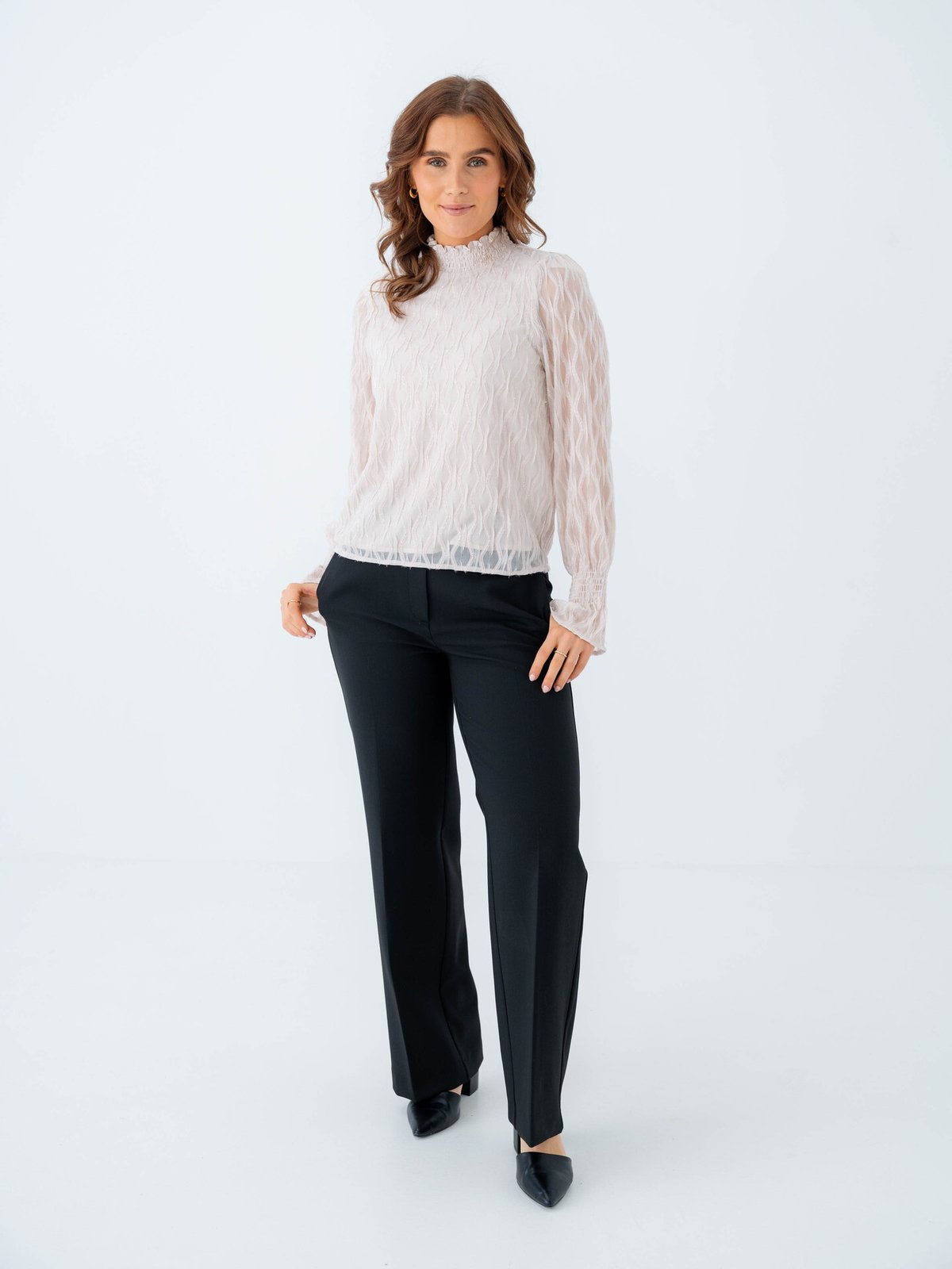 Vero Moda Aware Nolita Long Sleeve High Neck Top Pumice Stone