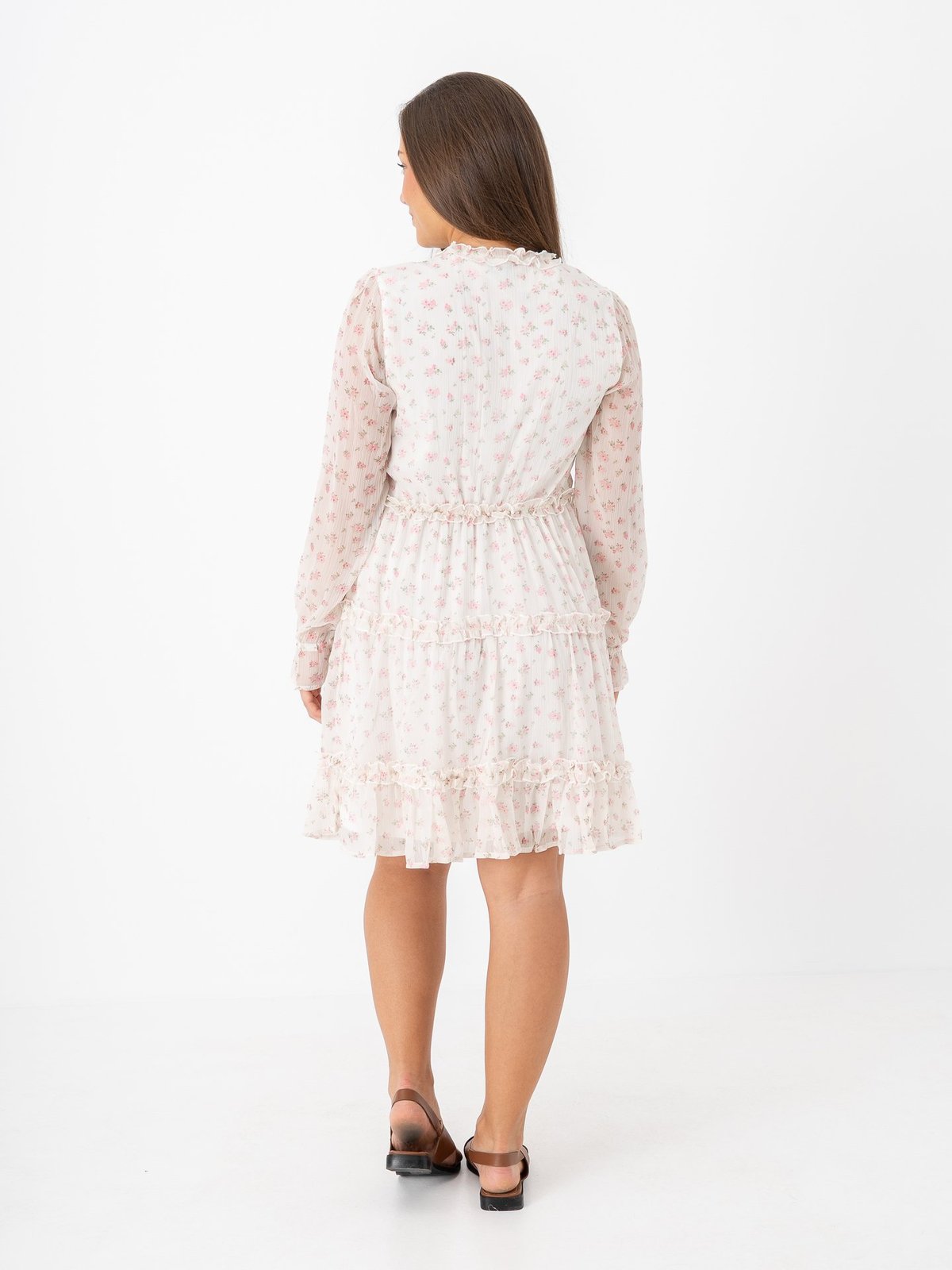 Vero Moda Smilla Long Sleeve Frill Short Dress Bright White Josefine
