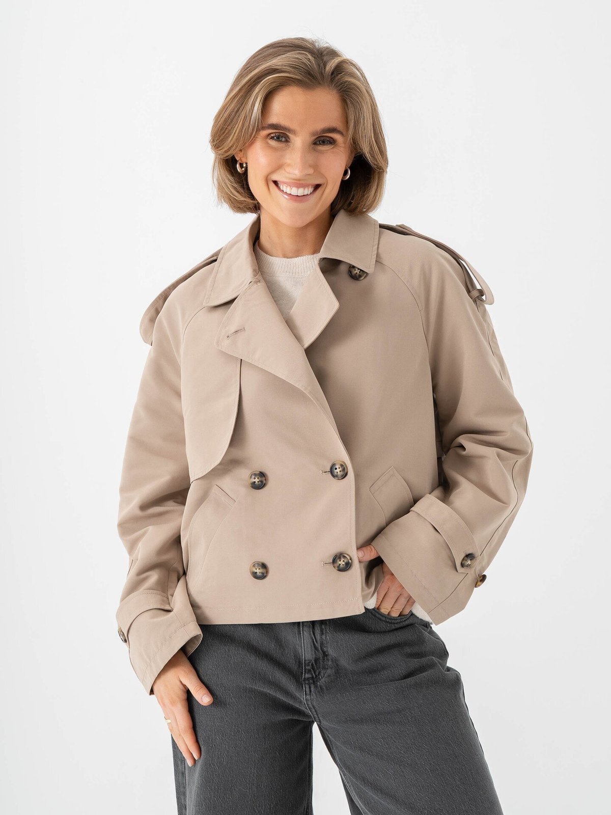 Vero Moda Chloe Short Trenchcoat Silver Mink